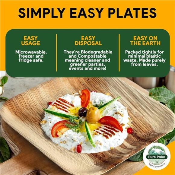 10 in Party Plates Palm Leaf Plates Biodegradable Plates 25 pc Nice Compostable - Picture 5 of 7